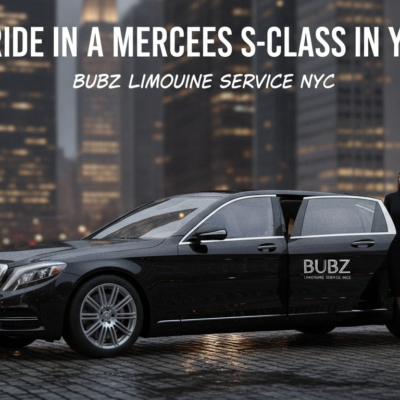Chauffeur opening Mercedes S-Class limousine in city