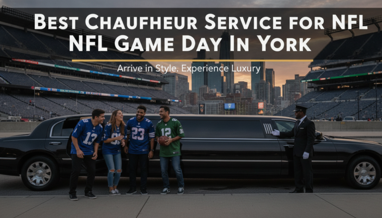 NFL fans arriving in luxury limo with chauffeur service