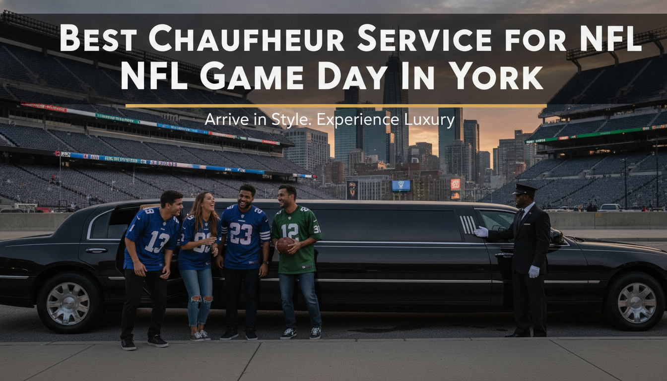 NFL fans arriving in luxury limo with chauffeur service