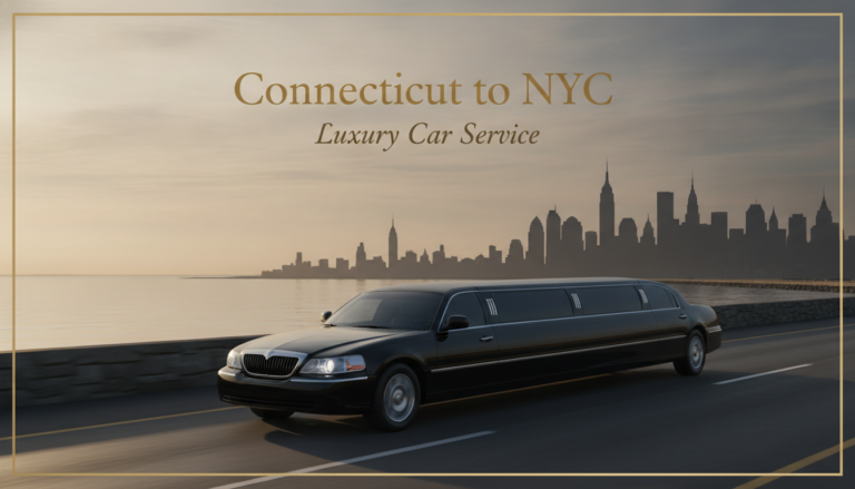 Black stretch limousine, Connecticut to NYC luxury car service