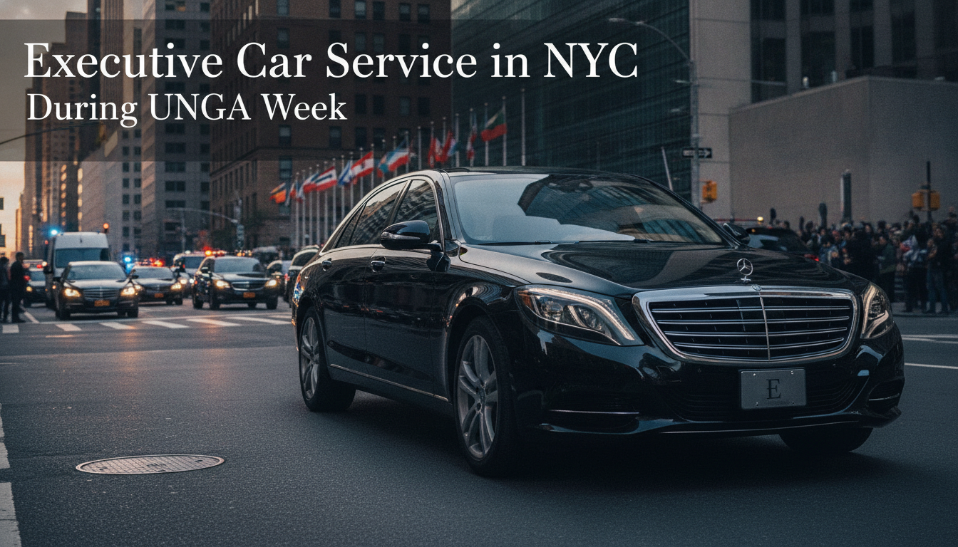 Black Mercedes executive car service in NYC during UNGA Week