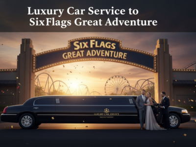 Luxury limousine at Six Flags Great Adventure entrance
