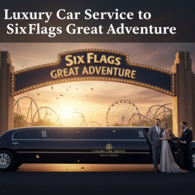 Luxury limousine at Six Flags Great Adventure entrance