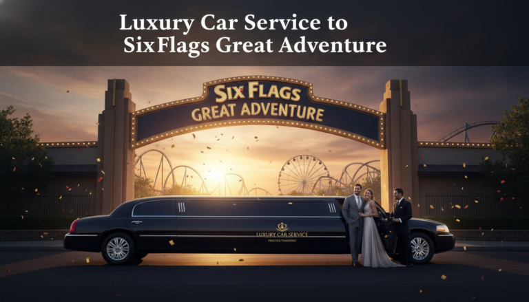 Luxury limousine at Six Flags Great Adventure entrance