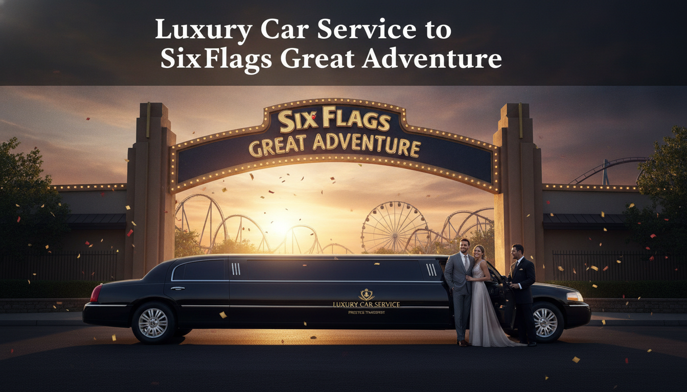 Luxury limousine at Six Flags Great Adventure entrance