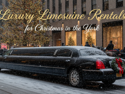 Luxury limousine rental decorated for Christmas in New York