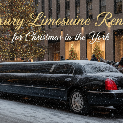 Luxury limousine rental decorated for Christmas in New York