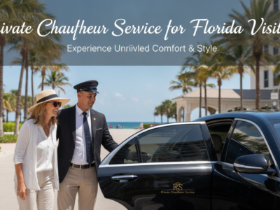 Chauffeur assists woman into luxury car at Florida resort