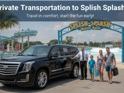 Private SUV transport at Splish Splash Water Park entrance