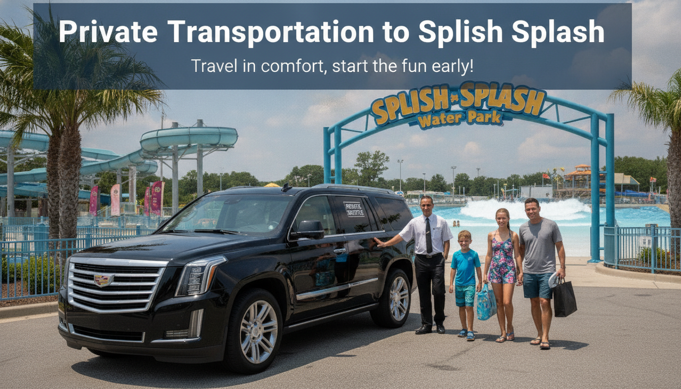 Private SUV transport at Splish Splash Water Park entrance