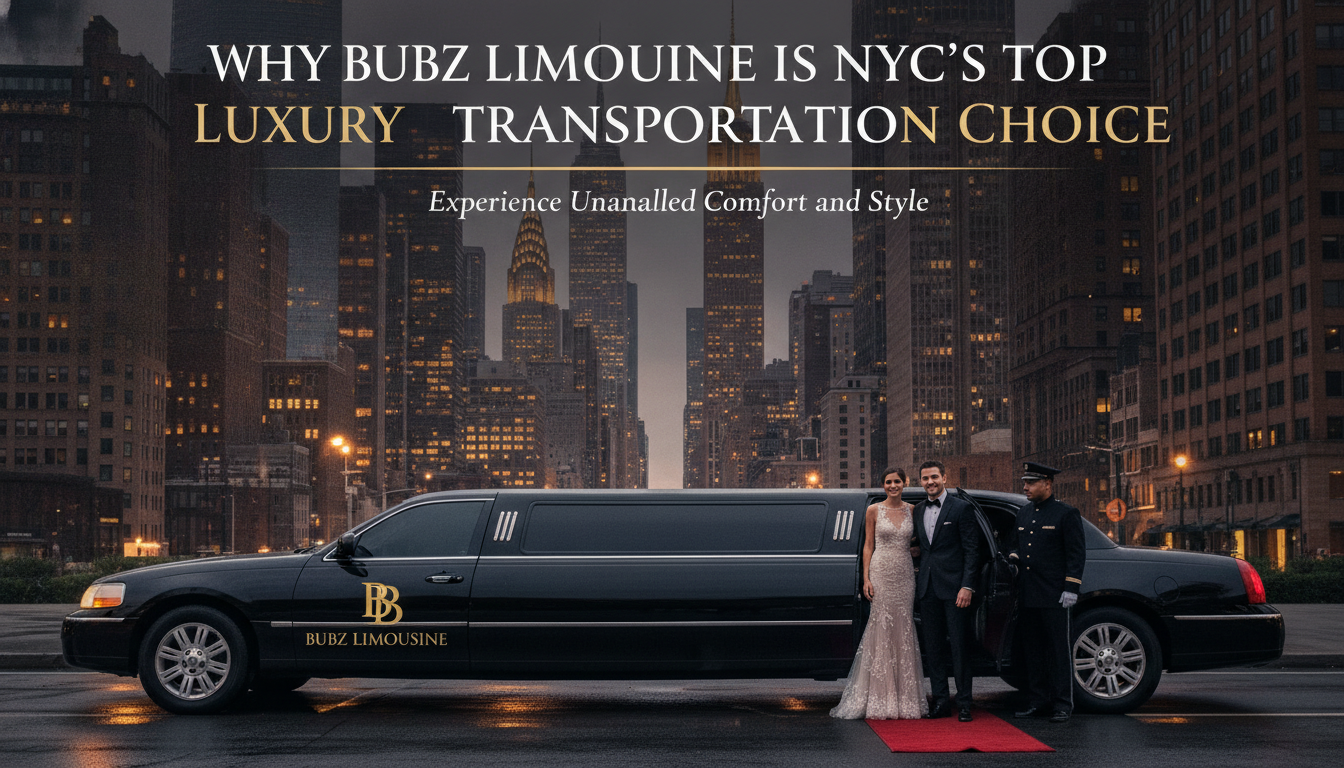 Bubz Limousine black stretch limo with couple in NYC