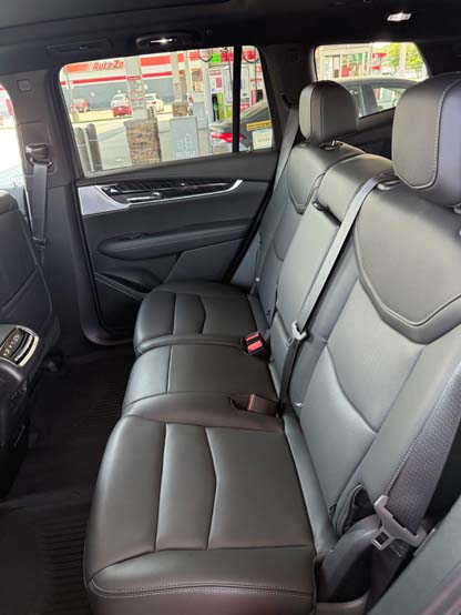 Black leather rear seats inside a modern SUV