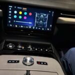 Luxury car dashboard with navigation and touchscreen controls