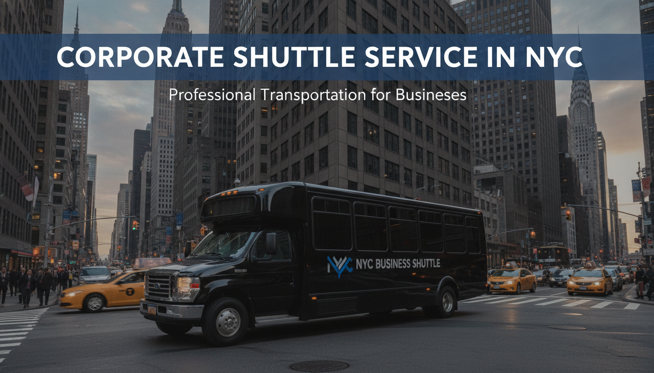NYC business shuttle driving through Manhattan traffic
