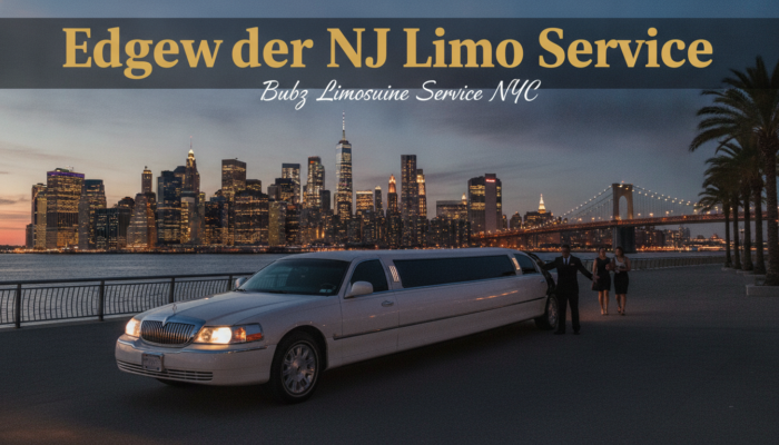 Edgewater NJ limo service ad with Manhattan skyline