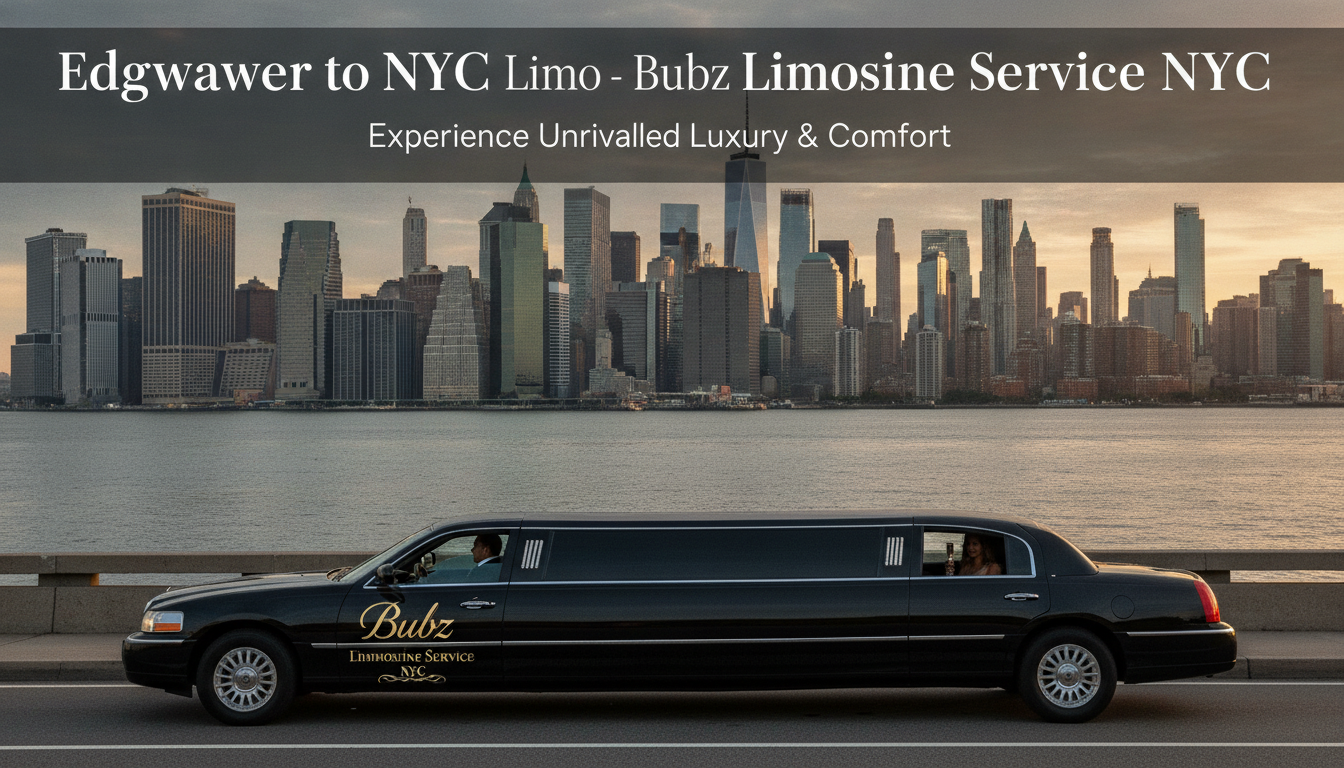 Black limousine overlooking Manhattan skyline in New York City