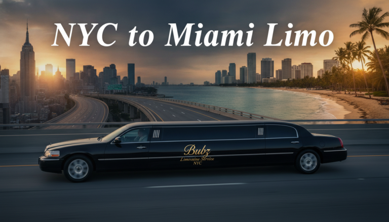 NYC to Miami limousine service promotional graphic