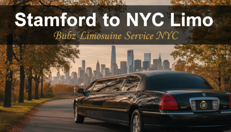 Stamford to NYC limousine service with Manhattan skyline