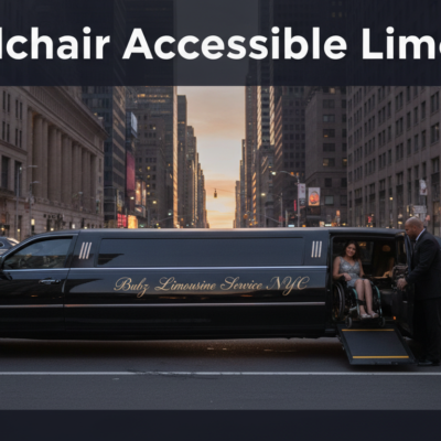 Wheelchair user exiting accessible limousine in New York City