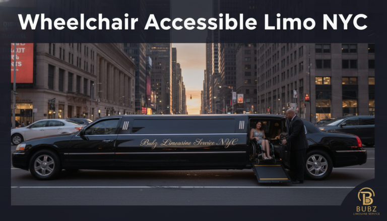 Wheelchair user exiting accessible limousine in New York City