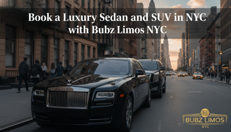 Luxury sedan and SUV driving through New York City