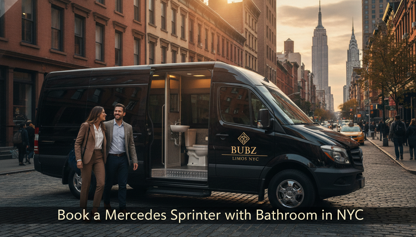 Luxury Mercedes Sprinter with bathroom on New York City street