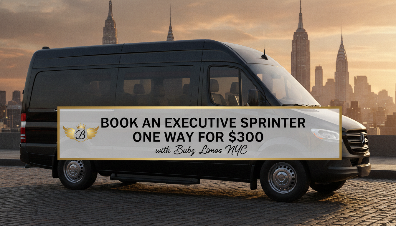 Executive Sprinter van advertisement in New York City skyline