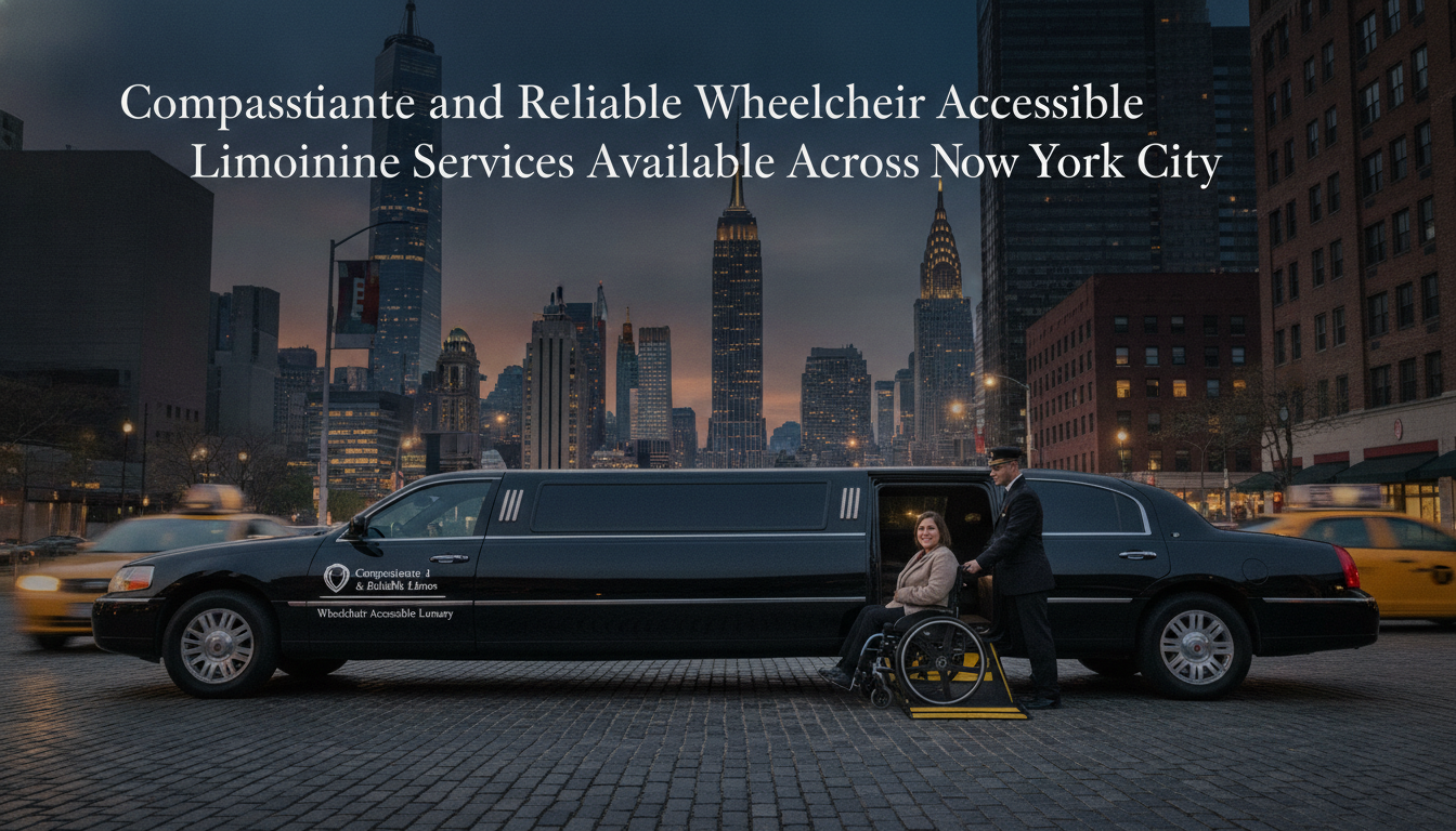 Wheelchair user exits accessible limousine in New York City