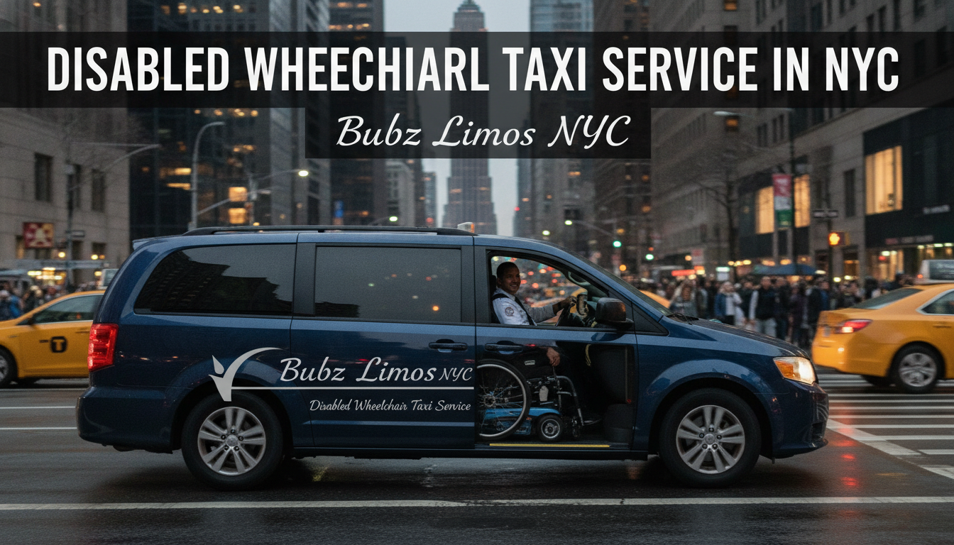 Wheelchair-accessible Bubz Limos NYC taxi van on Manhattan street