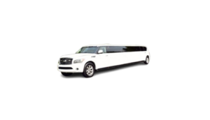 White stretch limousine shown from the front side
