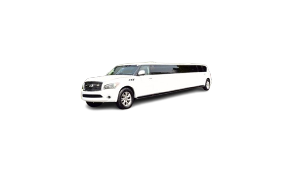 White stretch limousine shown from the front side