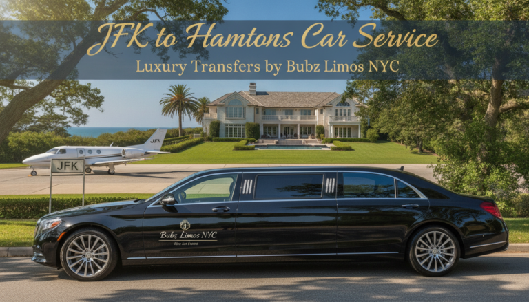 Black limousine outside Hamptons estate with private jet