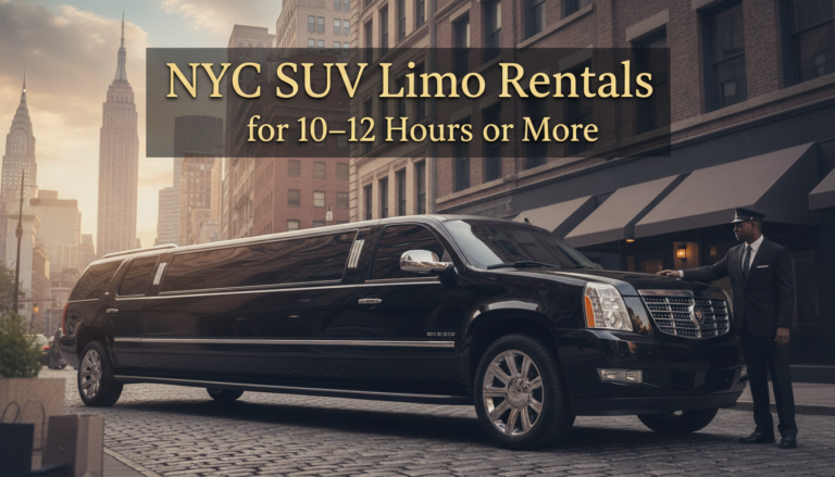 Black SUV limousine with chauffeur in New York City