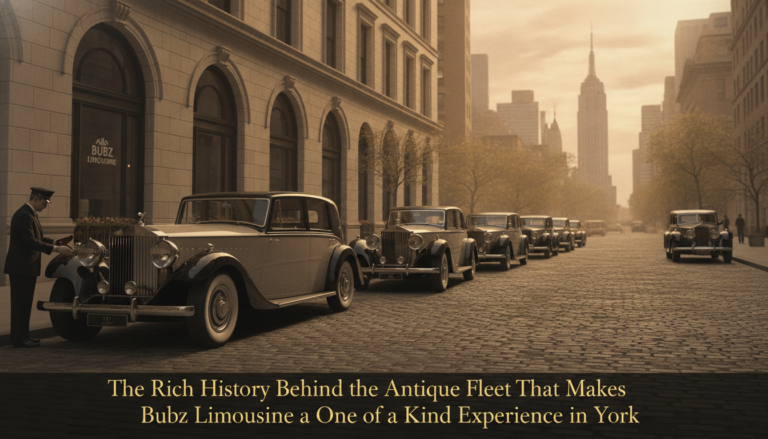 Vintage limousines lined on a New York City street