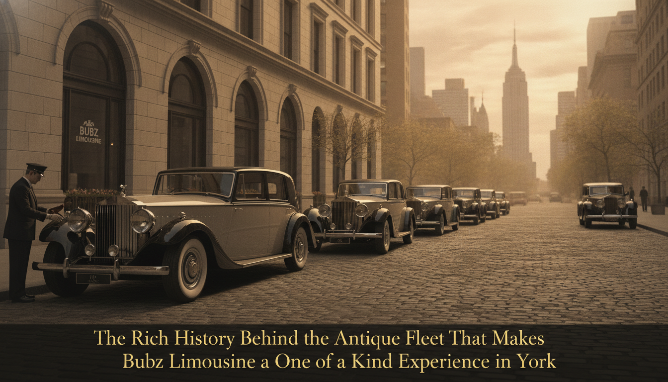 Vintage limousines lined on a New York City street