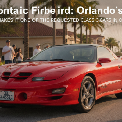 Red 1999 Pontiac Firebird on an Orlando street