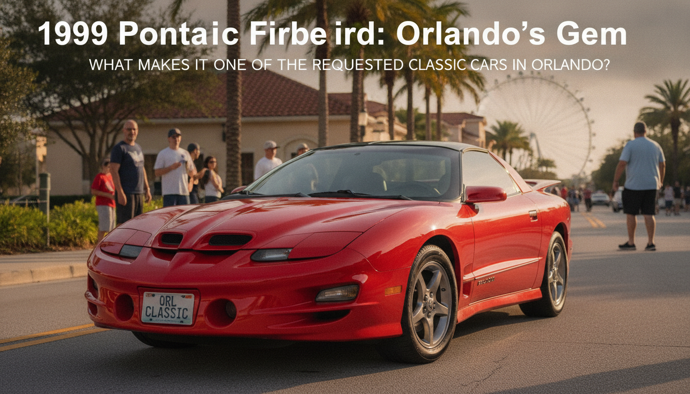 Red 1999 Pontiac Firebird on an Orlando street